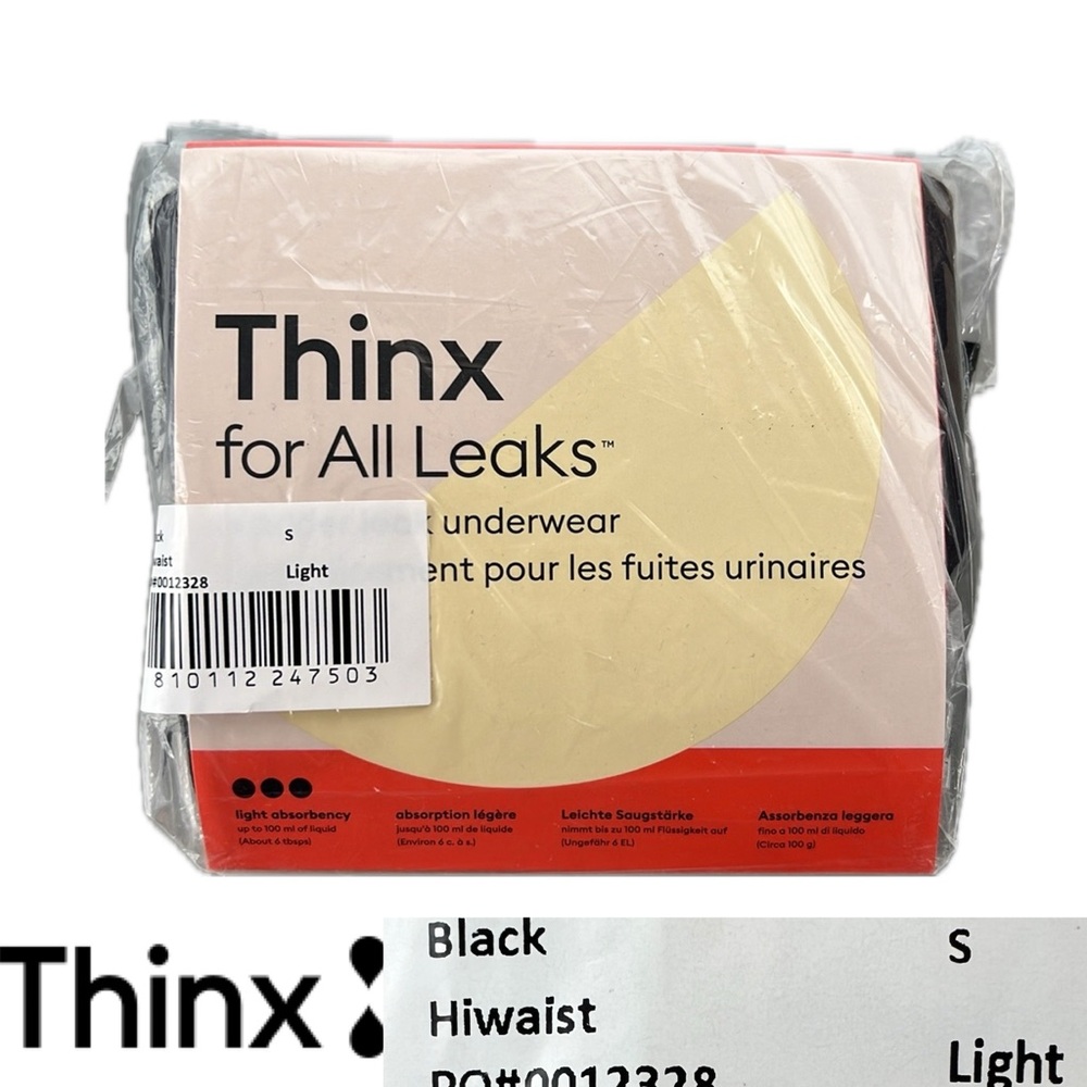 ⚫️ Black Thinx for All Leaks Basic Hi-Waist Light Absorbency Underwear | Small